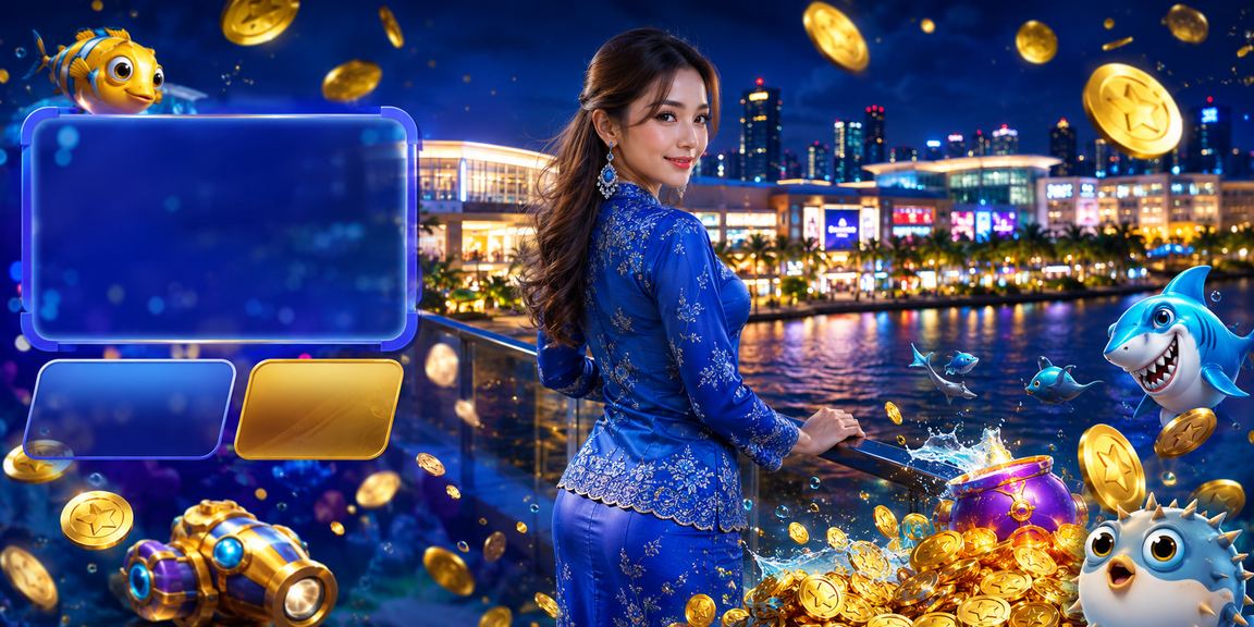 Pengalaman permainan bertema memancing dengan wanita memakai baju kurung di Johor Bahru