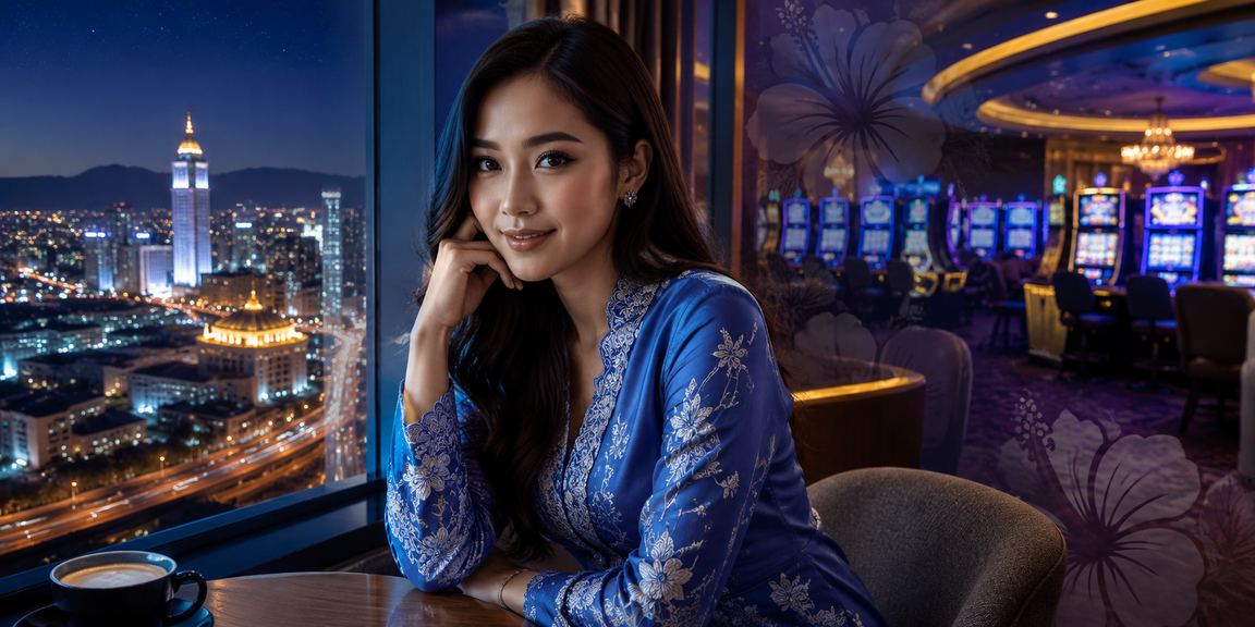 Wanita berbaju kurung menggunakan aplikasi kasino dalam talian 240z di Seremban dengan telefon pintar